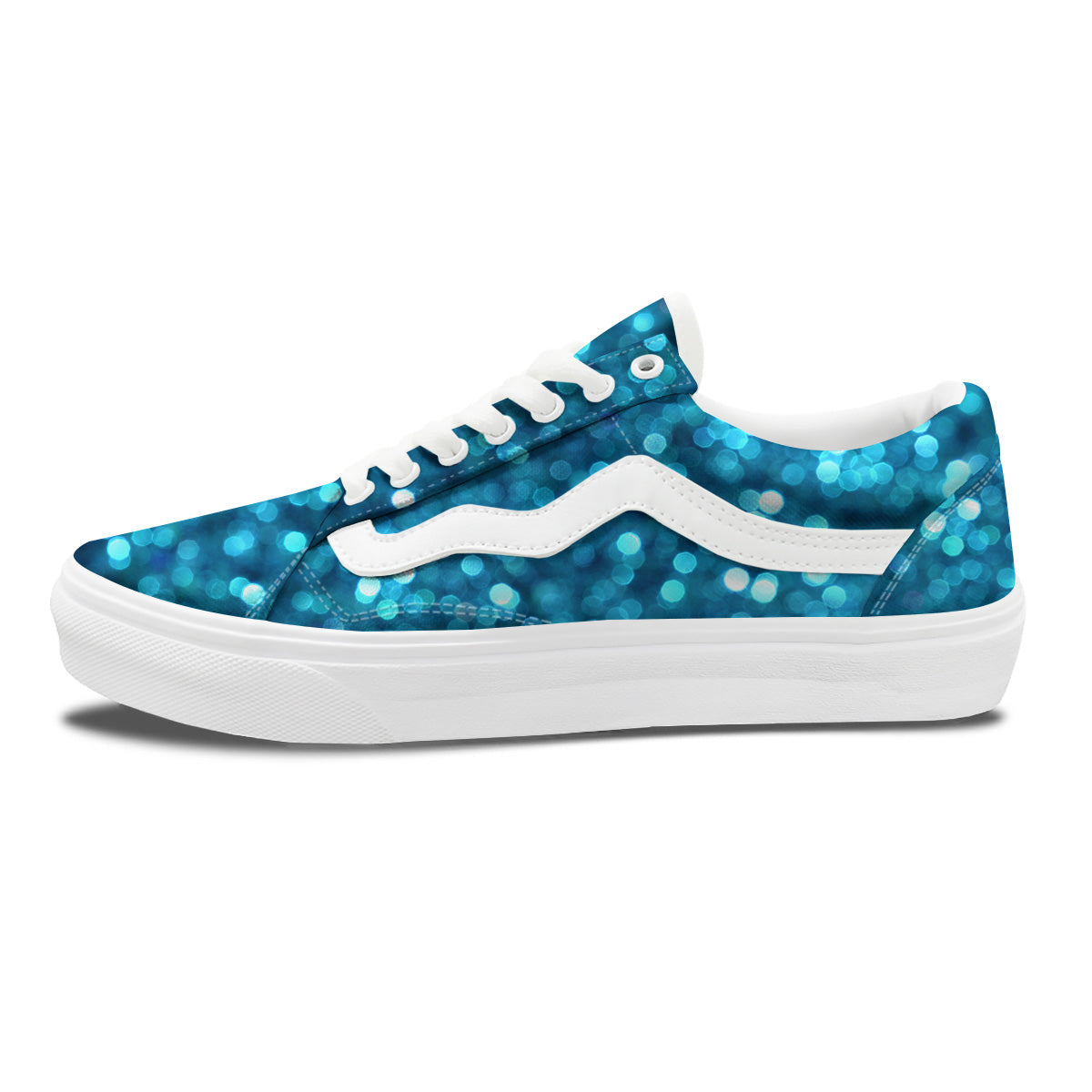 Light Blue Sparkle Print Skate Shoes-grizzshop