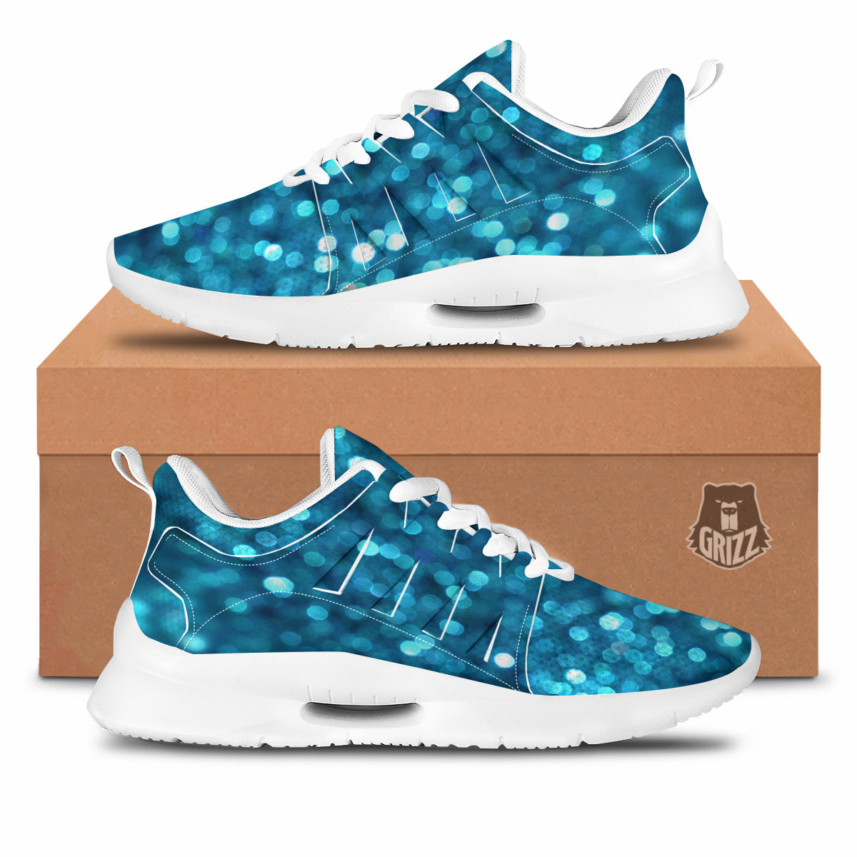 Light Blue Sparkle Print Tennis Shoes-grizzshop