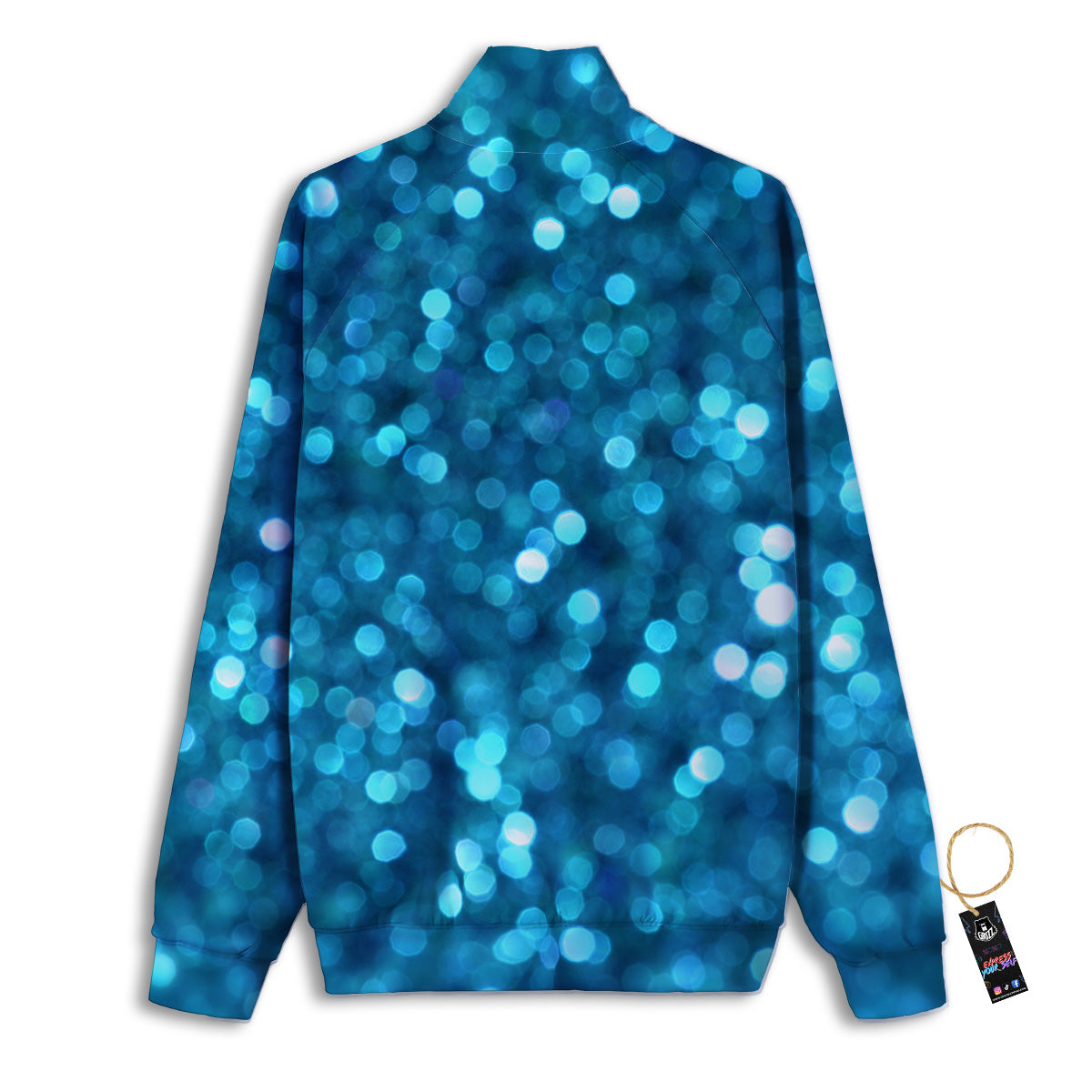 Light Blue Sparkle Print Track Jacket-grizzshop