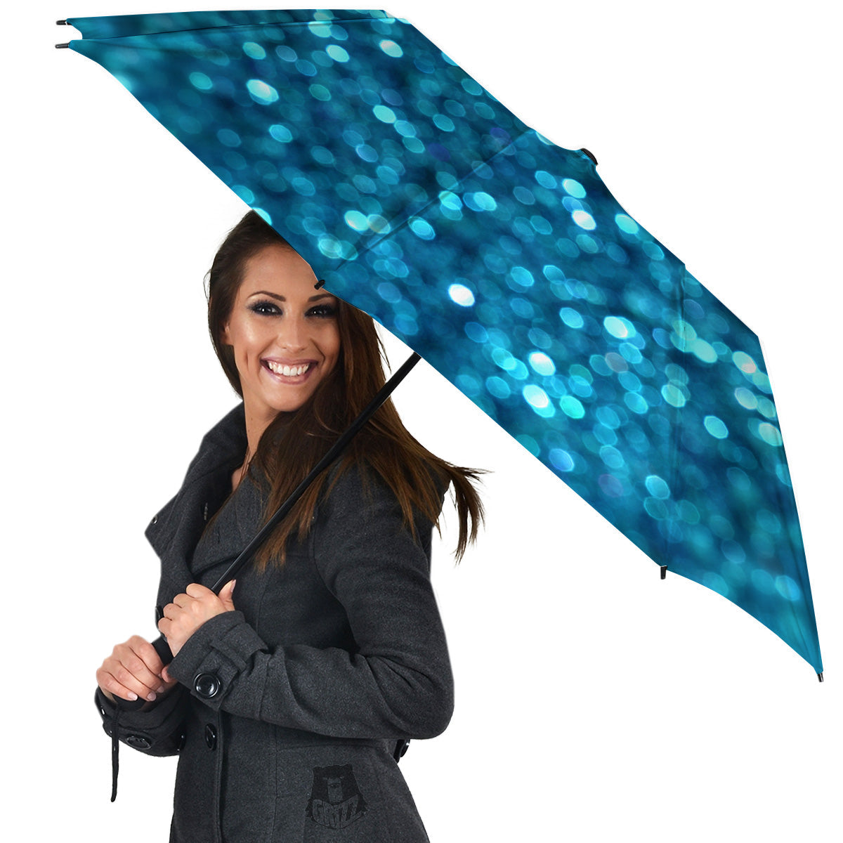 Light Blue Sparkle Print Umbrella-grizzshop