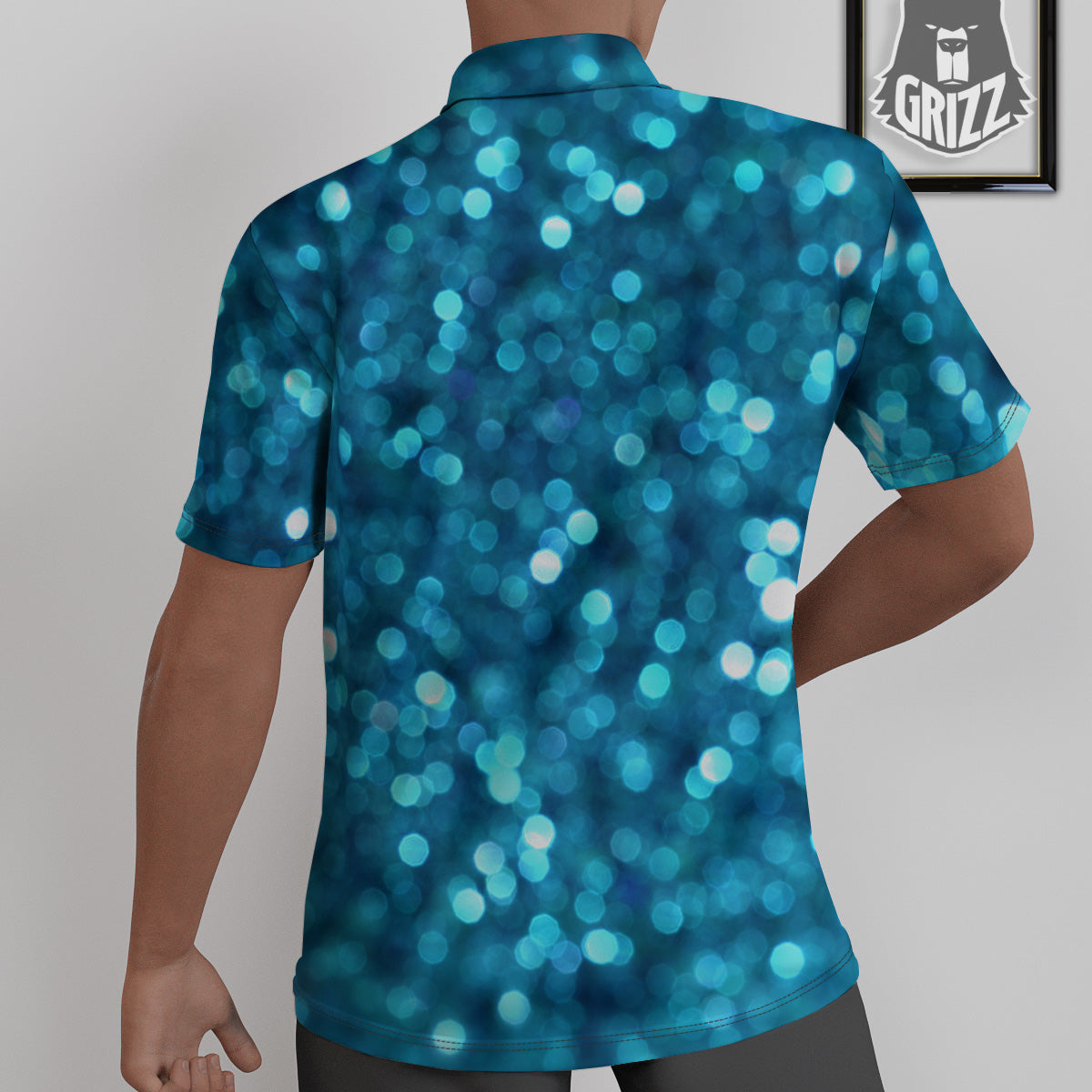 Light Blue Sparkle Print Untucked Shirts-grizzshop