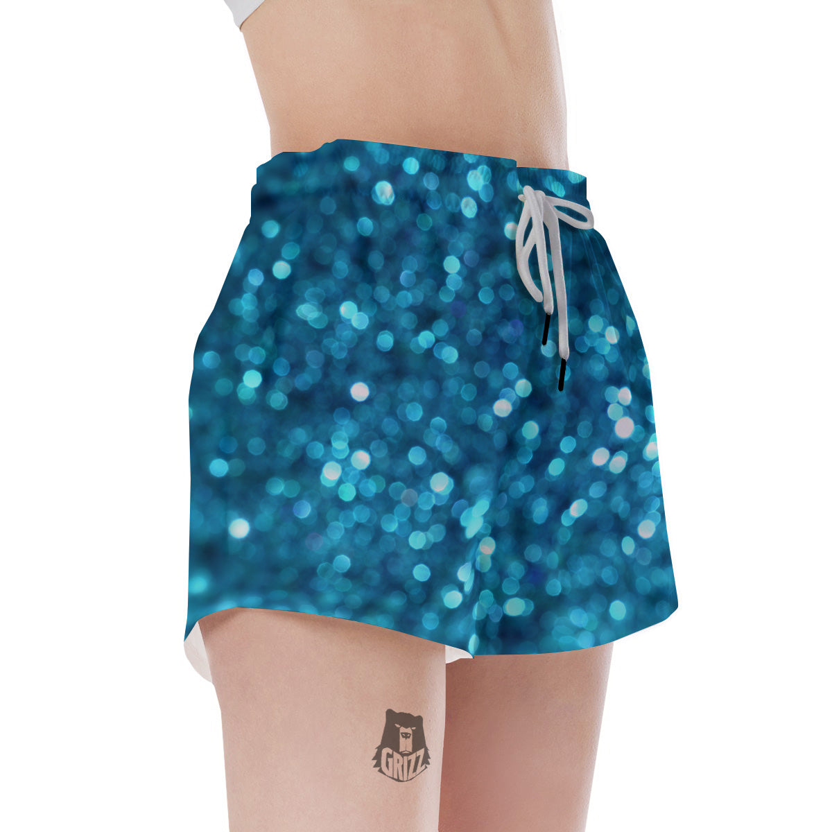 Light Blue Sparkle Print Women's Shorts-grizzshop