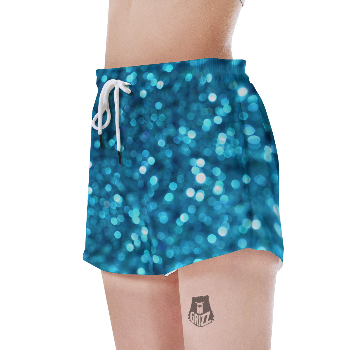 Light Blue Sparkle Print Women's Shorts-grizzshop