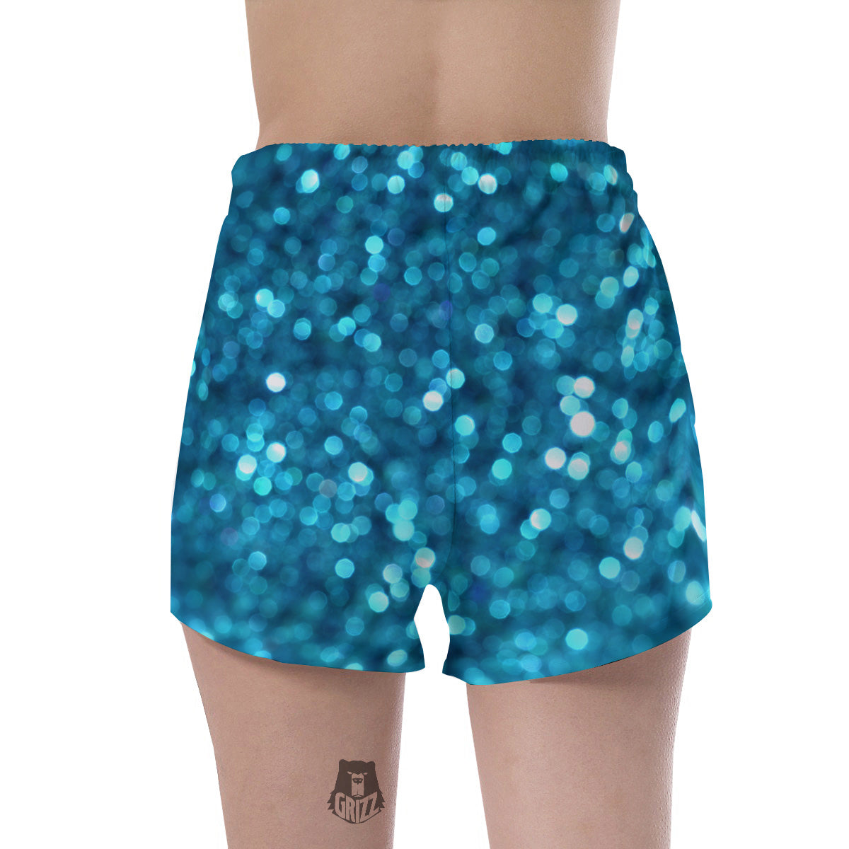 Light Blue Sparkle Print Women's Shorts-grizzshop