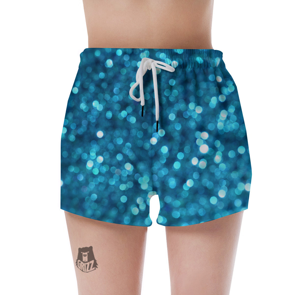 Light Blue Sparkle Print Women's Shorts-grizzshop
