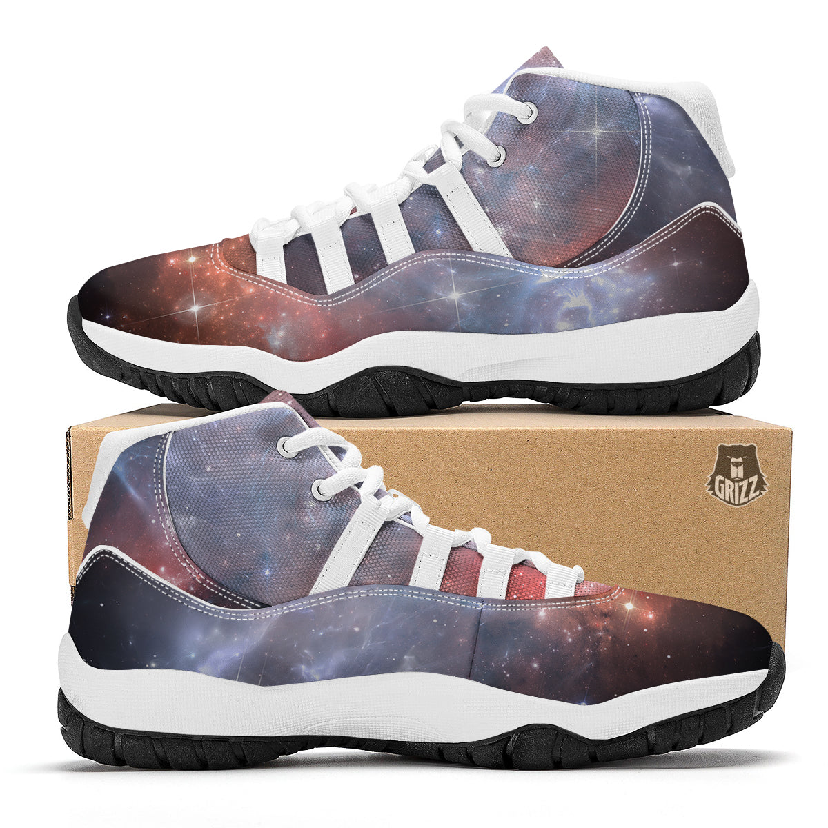 Light Geomagnetic Storm Galaxy Space Print White Bball Shoes-grizzshop