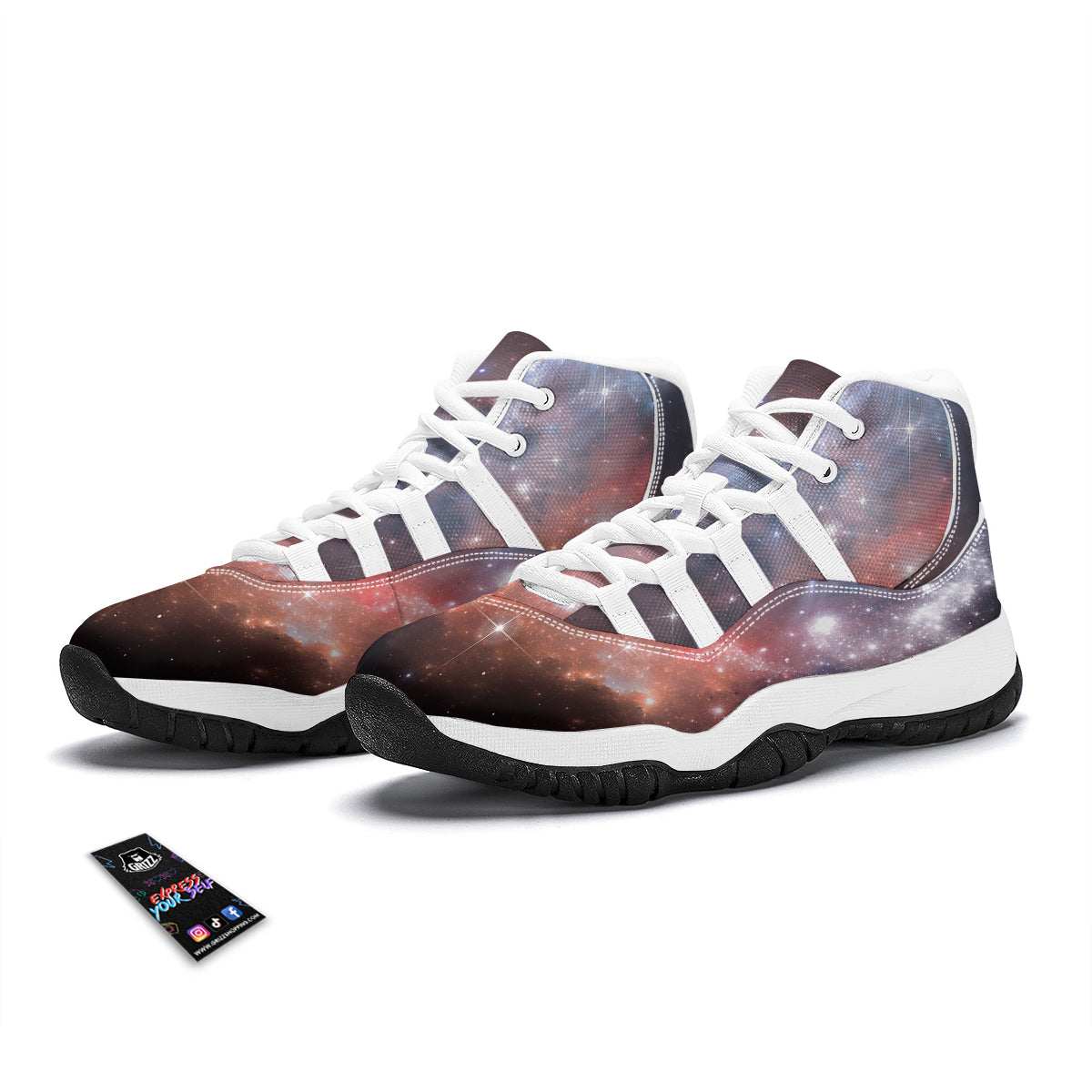 Light Geomagnetic Storm Galaxy Space Print White Bball Shoes-grizzshop