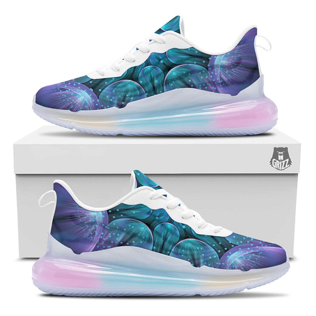 Light Mandala Blue And Purple Print Running Sneakers-grizzshop