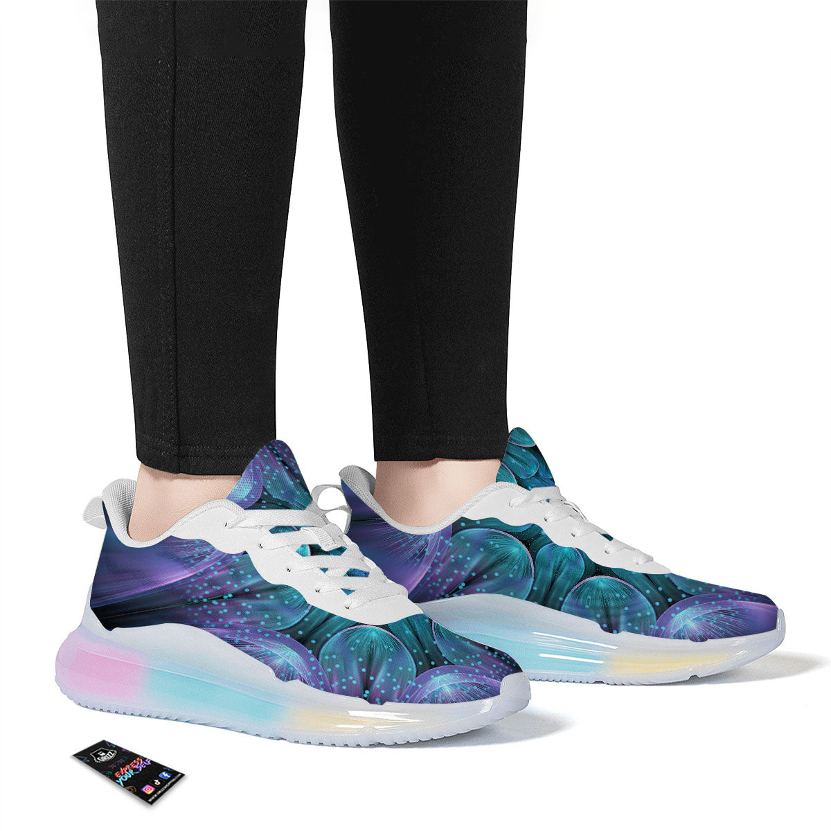 Light Mandala Blue And Purple Print Running Sneakers-grizzshop
