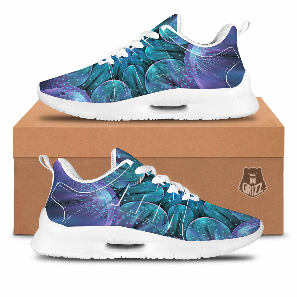 Light Mandala Blue And Purple Print Tennis Shoes-grizzshop