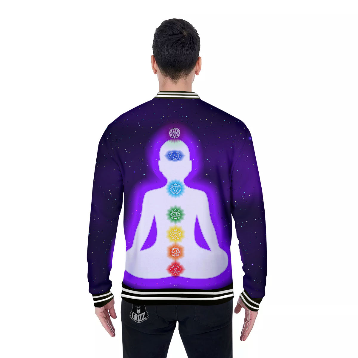 Light Of Seven Chakras Print Baseball Jacket-grizzshop