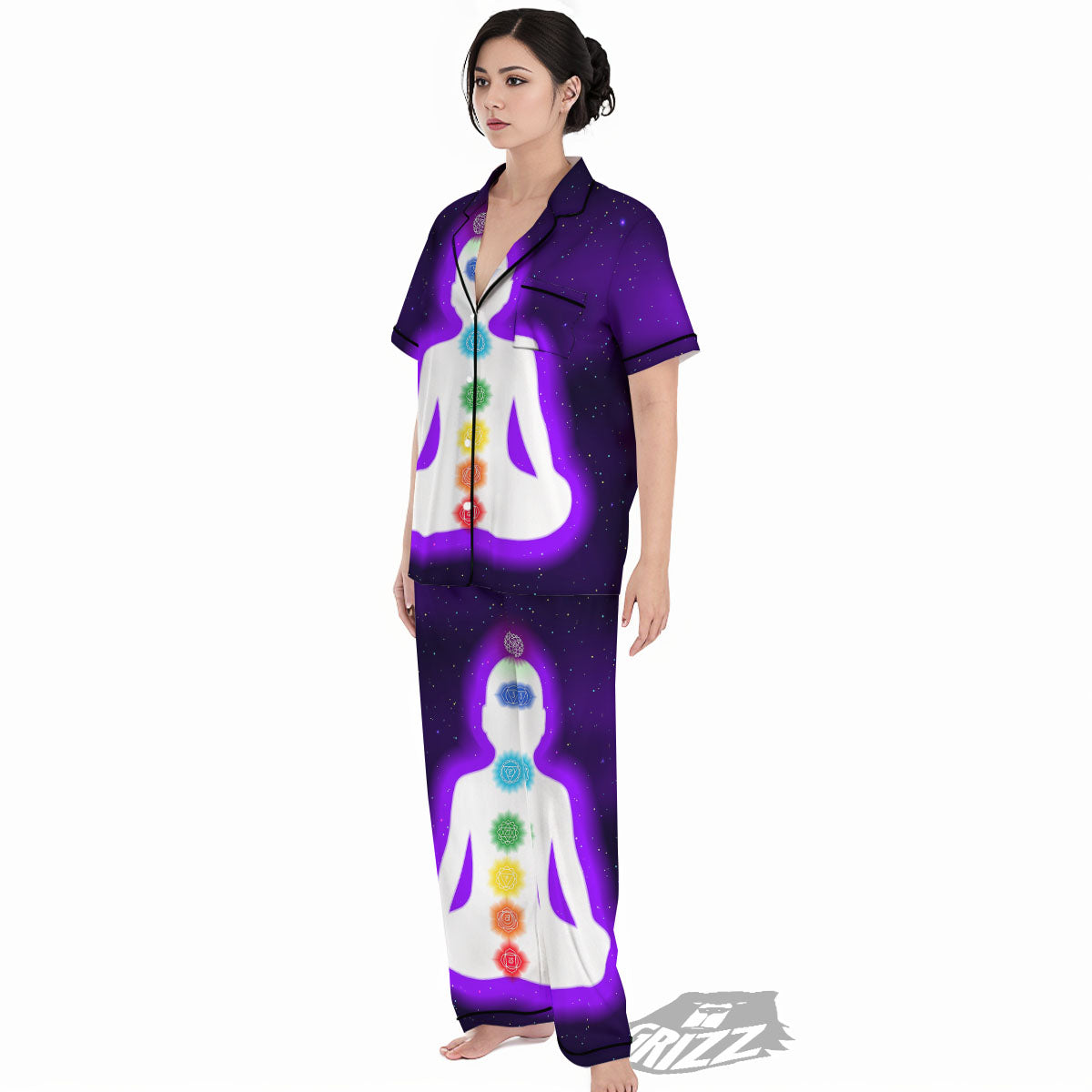 Light Of Seven Chakras Print Women's Pajamas Set-grizzshop