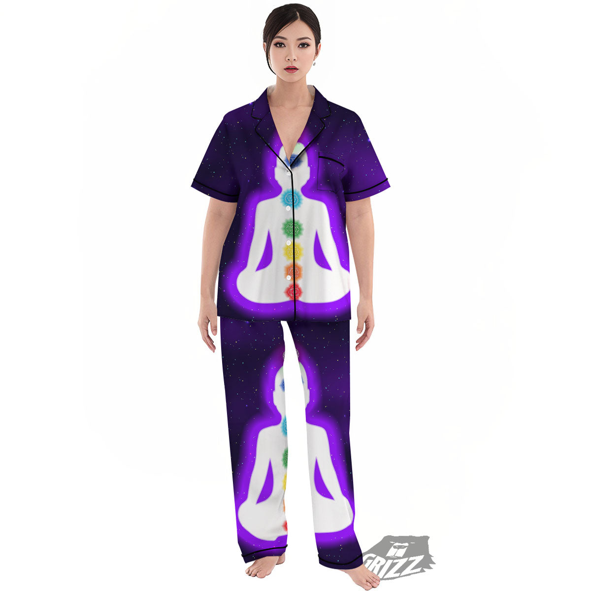 Light Of Seven Chakras Print Women's Pajamas Set-grizzshop