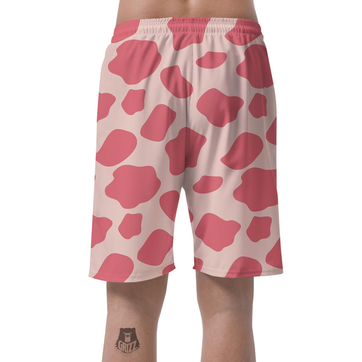 Light Pink Cow Print Men's Shorts-grizzshop