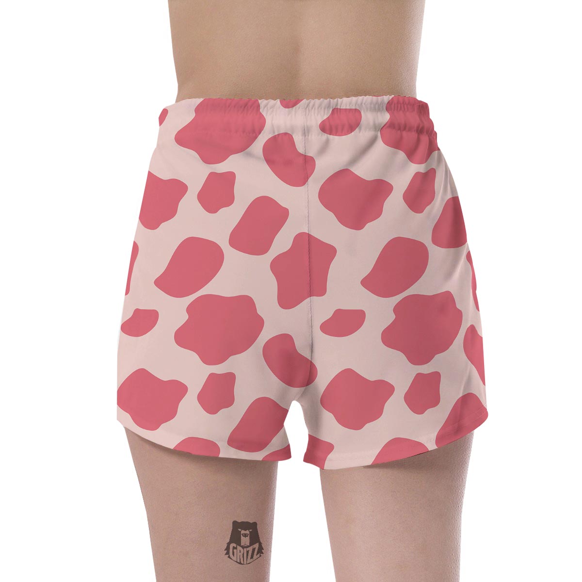 Light Pink Cow Print Women's Shorts-grizzshop