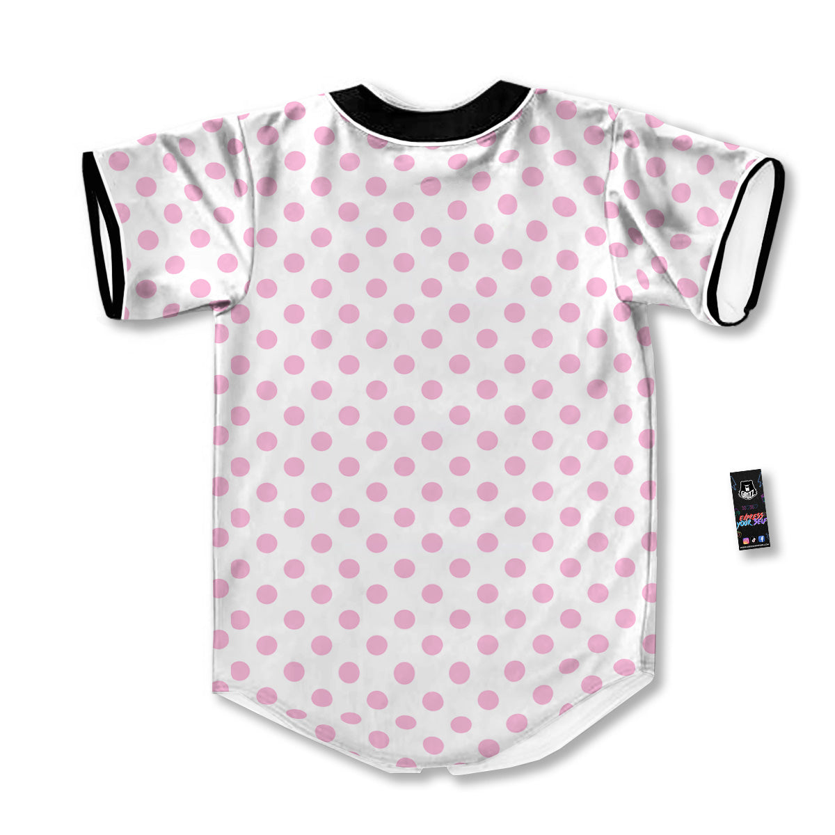 Light Pink Dots And White Print Pattern Baseball Jersey-grizzshop