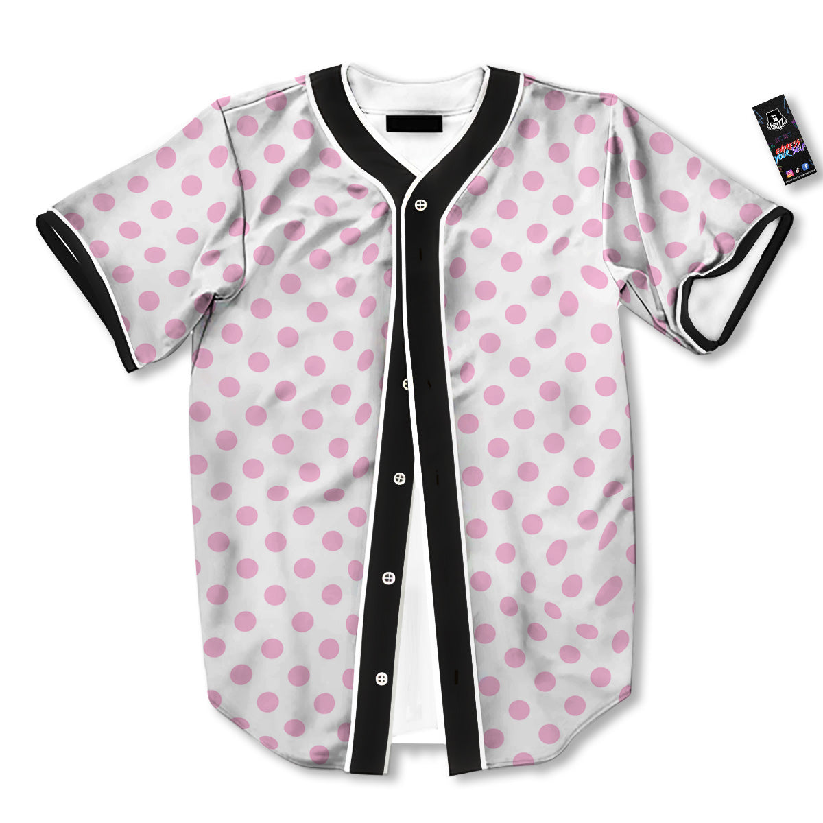 Light Pink Dots And White Print Pattern Baseball Jersey-grizzshop