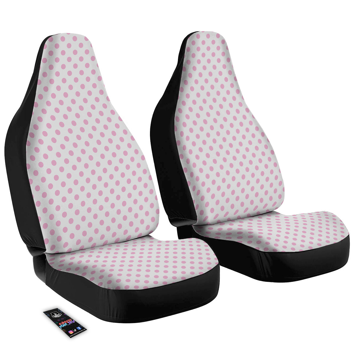 Light Pink Dots And White Print Pattern Car Seat Covers-grizzshop