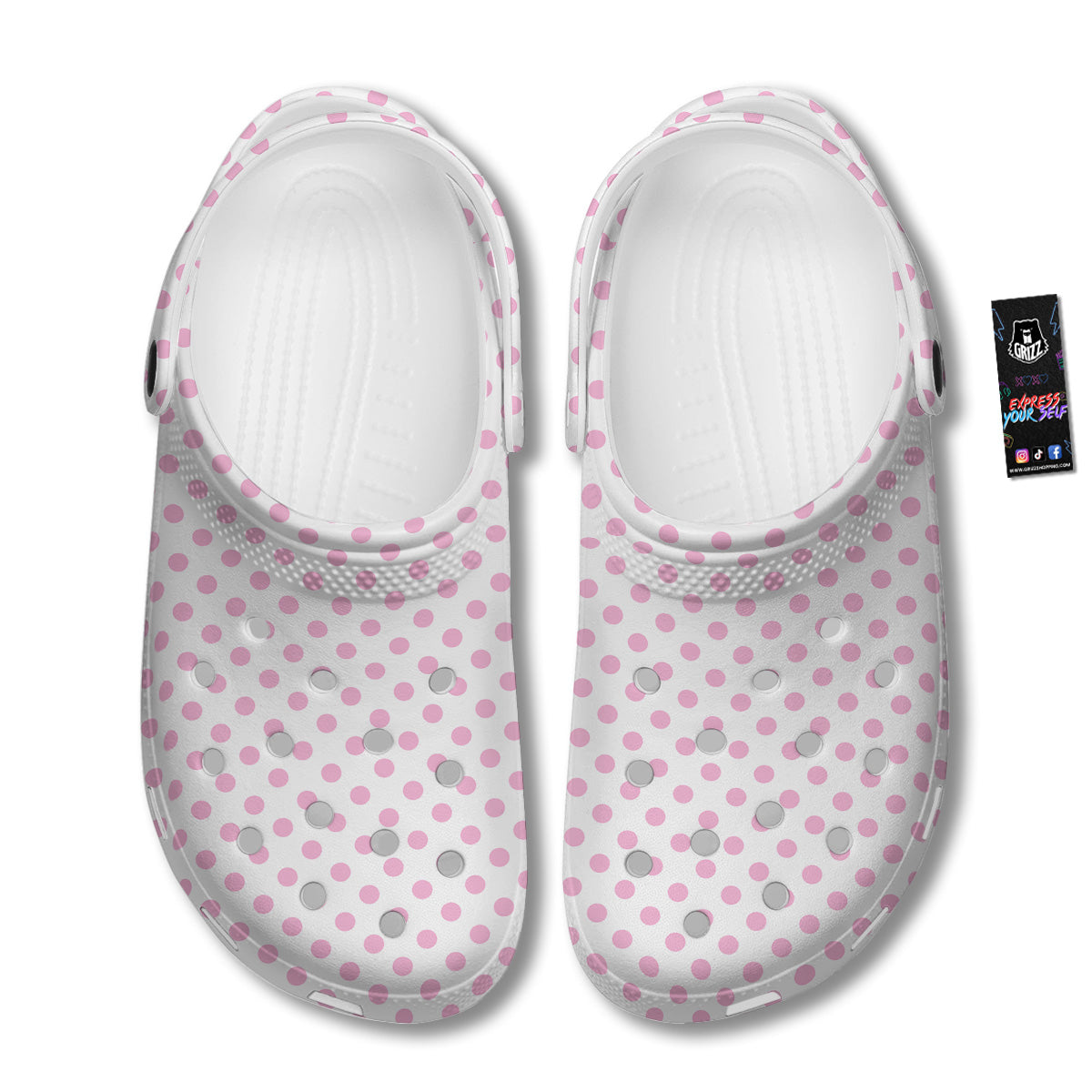 Light Pink Dots And White Print Pattern Clog-grizzshop