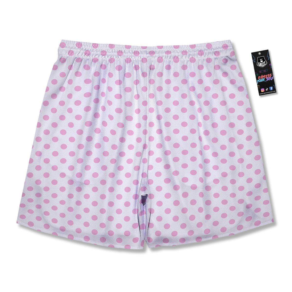 Light Pink Dots And White Print Pattern Men's Running Shorts-grizzshop