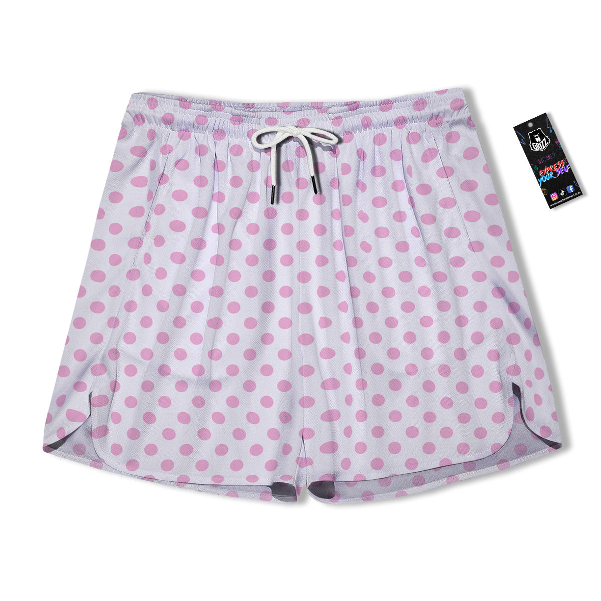 Light Pink Dots And White Print Pattern Men's Running Shorts-grizzshop