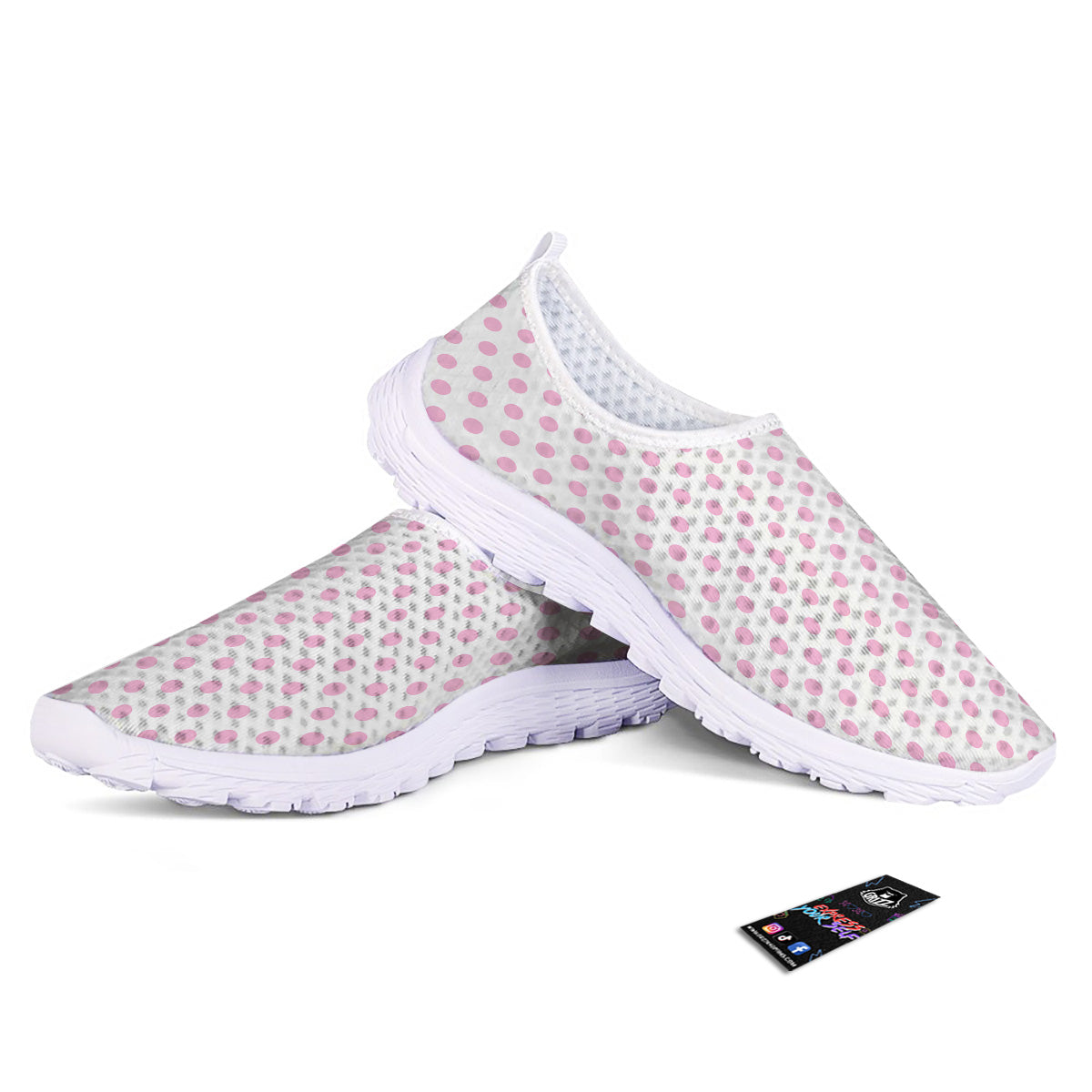 Light Pink Dots And White Print Pattern Nurse Shoes-grizzshop