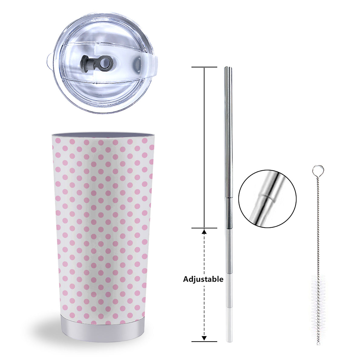 Light Pink Dots And White Print Pattern Tumbler-grizzshop