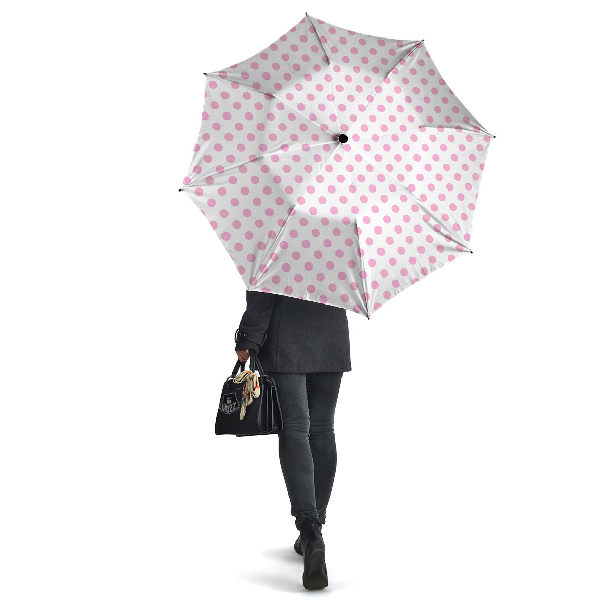 Light Pink Dots And White Print Pattern Umbrella-grizzshop