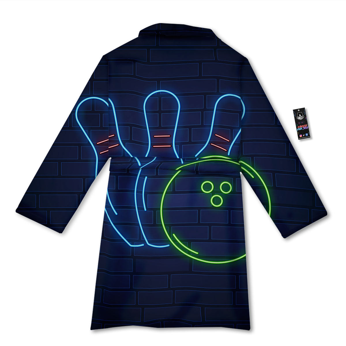 Light Up Bowling Pins Print Bathrobe-grizzshop