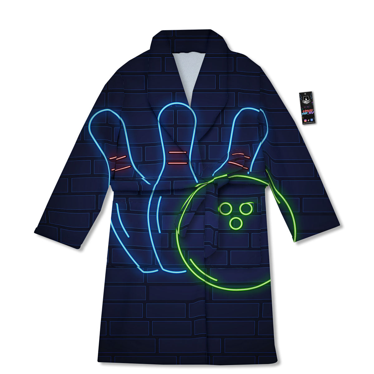 Light Up Bowling Pins Print Bathrobe-grizzshop