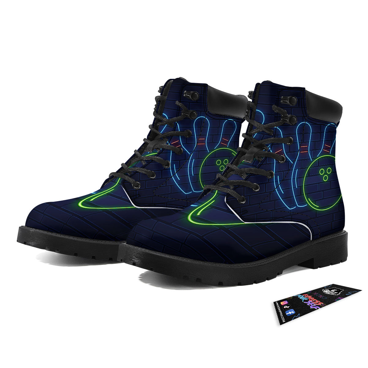 Light Up Bowling Pins Print Boots-grizzshop