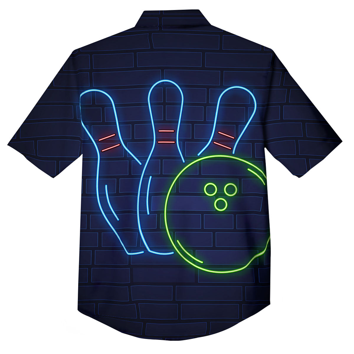 Light Up Bowling Pins Print Button Up Shirt-grizzshop