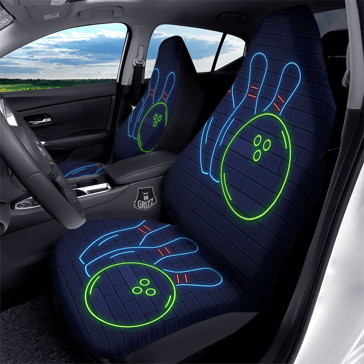 Light Up Bowling Pins Print Car Seat Covers-grizzshop