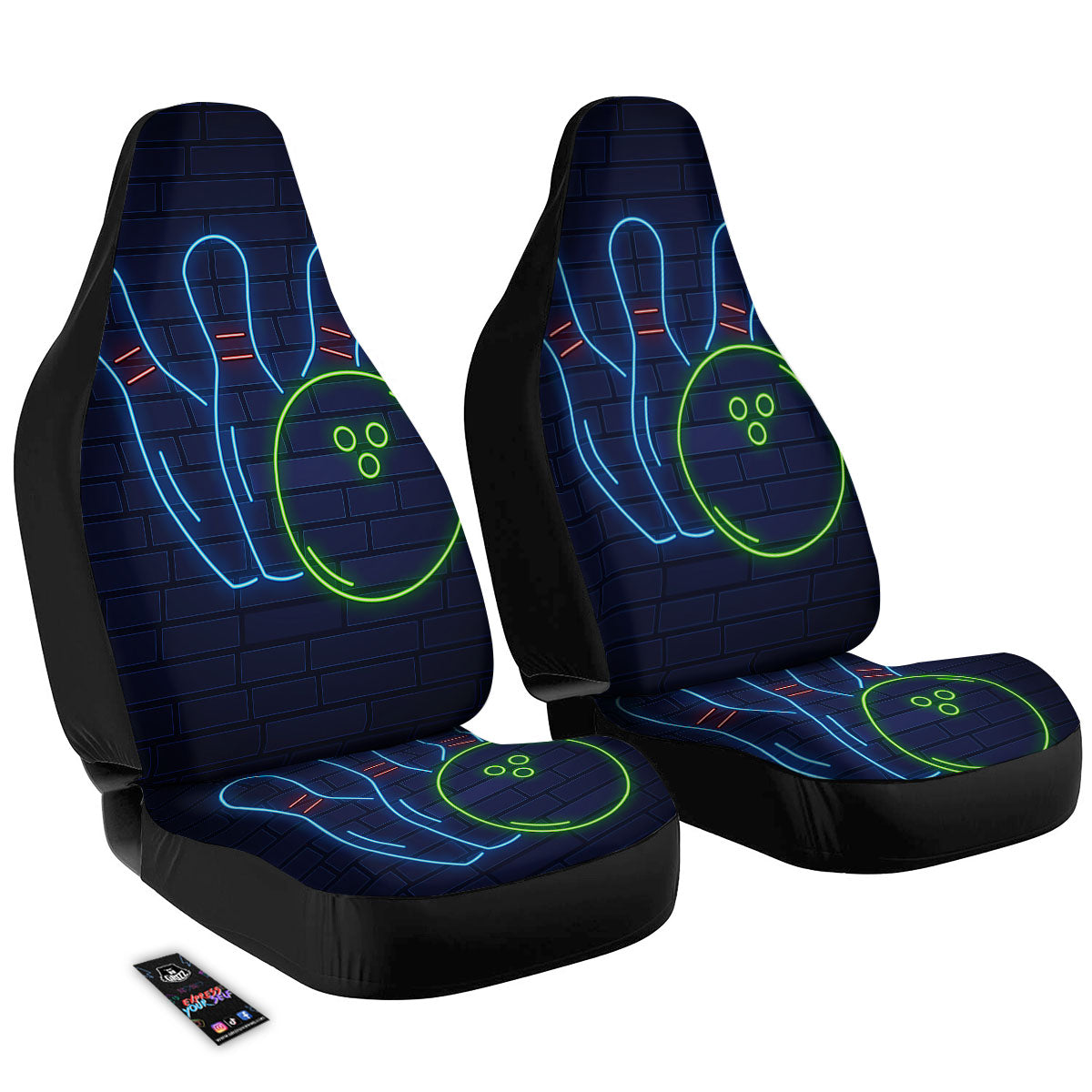 Light Up Bowling Pins Print Car Seat Covers-grizzshop