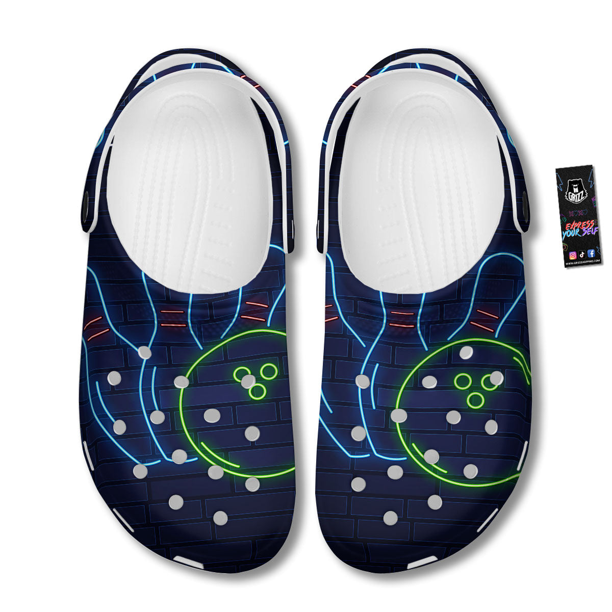 Light Up Bowling Pins Print Clog-grizzshop