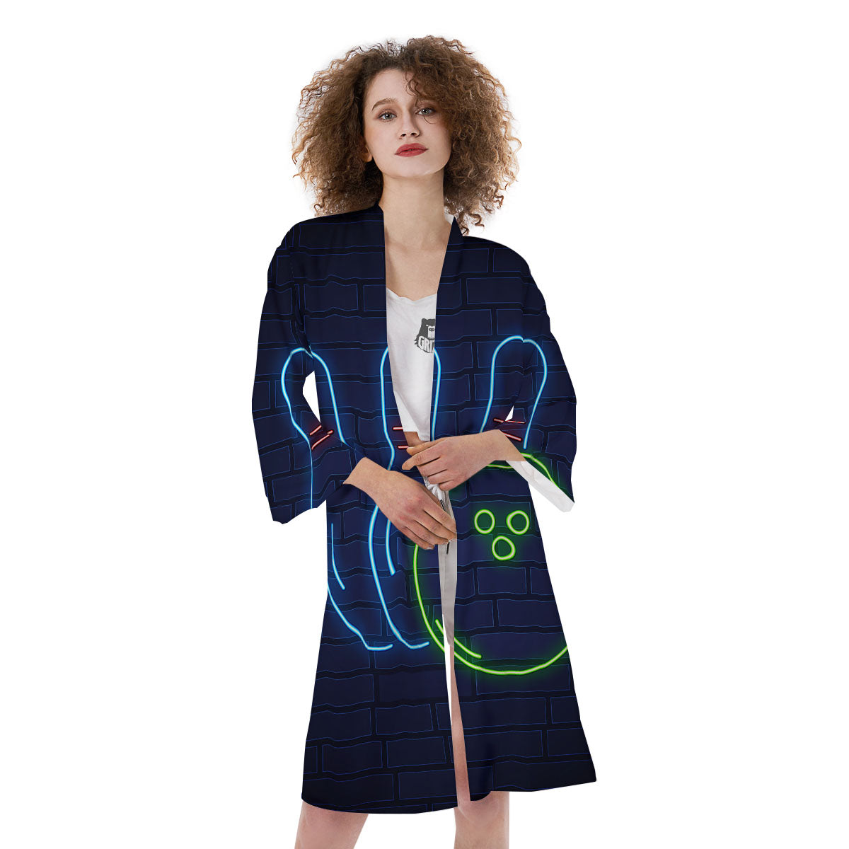 Light Up Bowling Pins Print Kimono-grizzshop