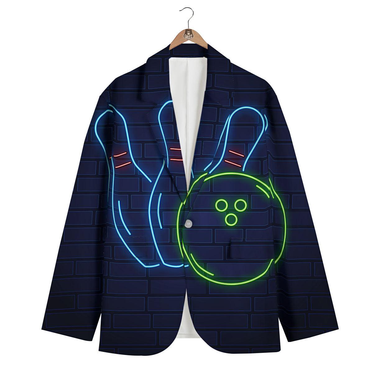 Light Up Bowling Pins Print Men's Blazer-grizzshop