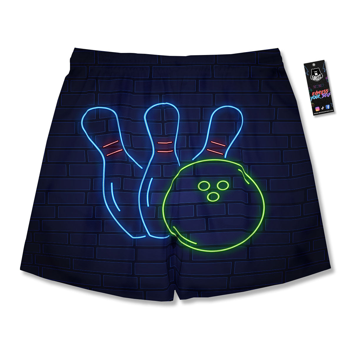 Light Up Bowling Pins Print Men's Running Shorts-grizzshop