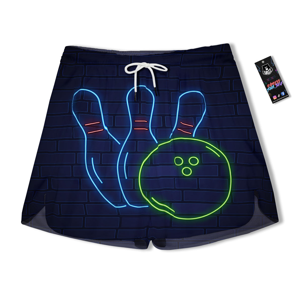Light Up Bowling Pins Print Men's Running Shorts-grizzshop