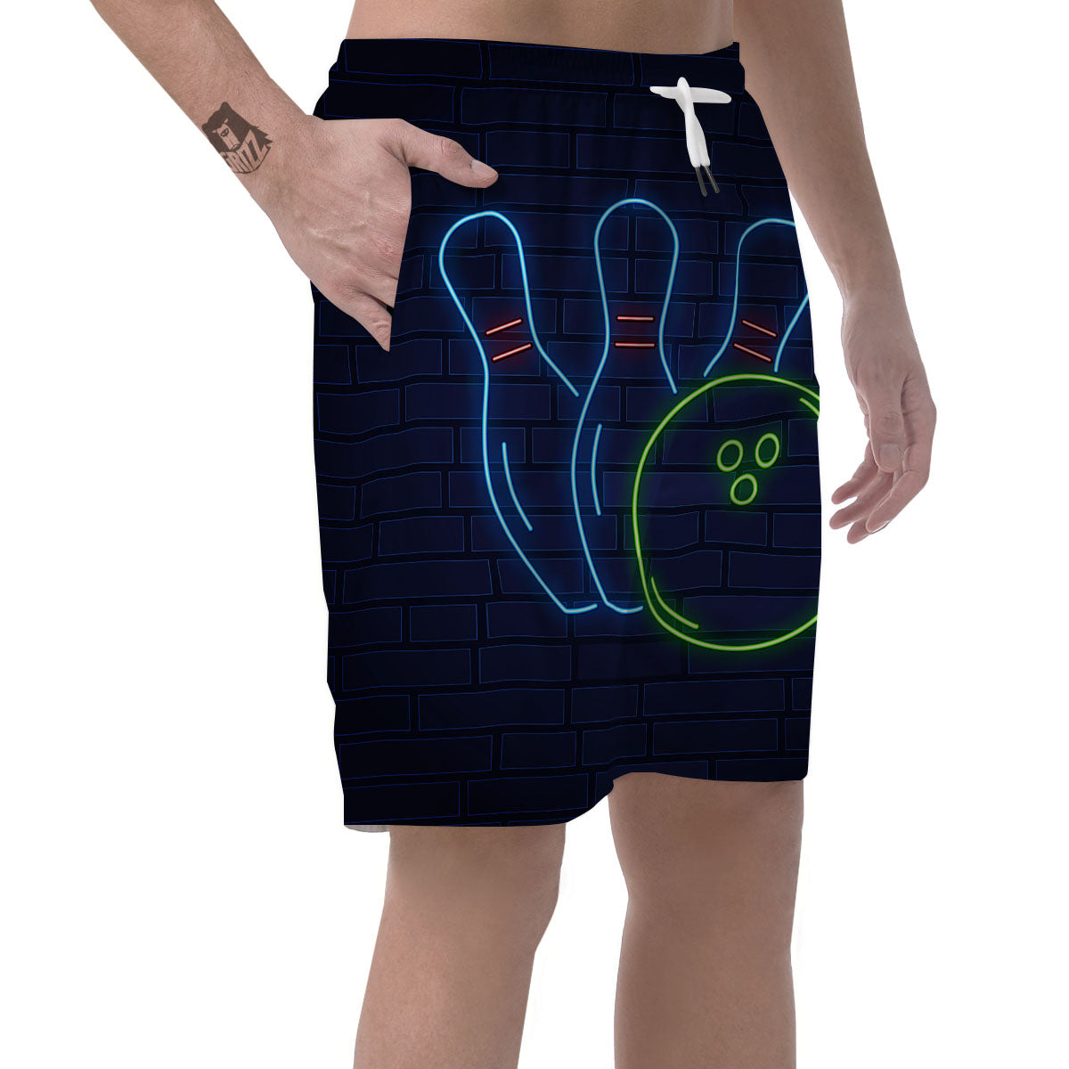 Light Up Bowling Pins Print Men's Shorts-grizzshop