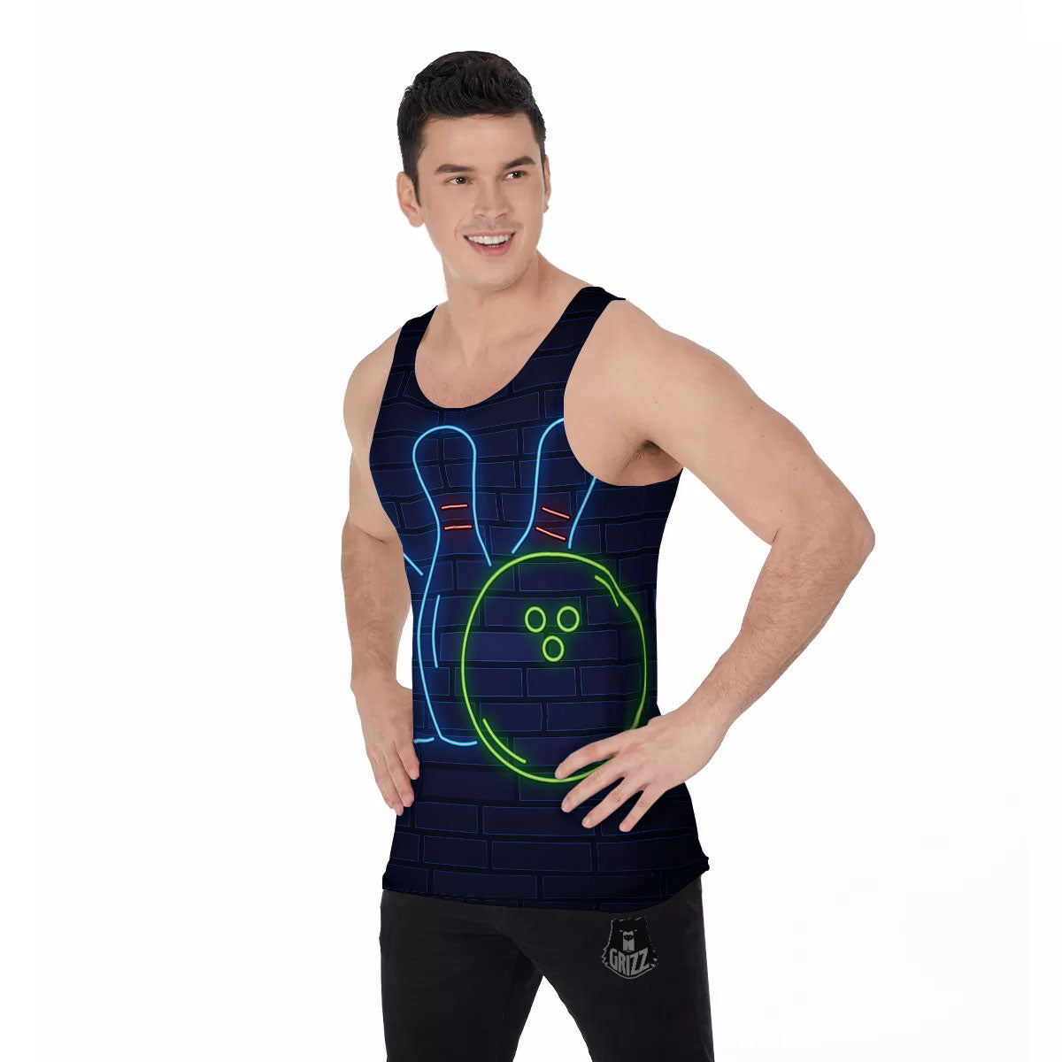 Light Up Bowling Pins Print Men's Tank Top-grizzshop