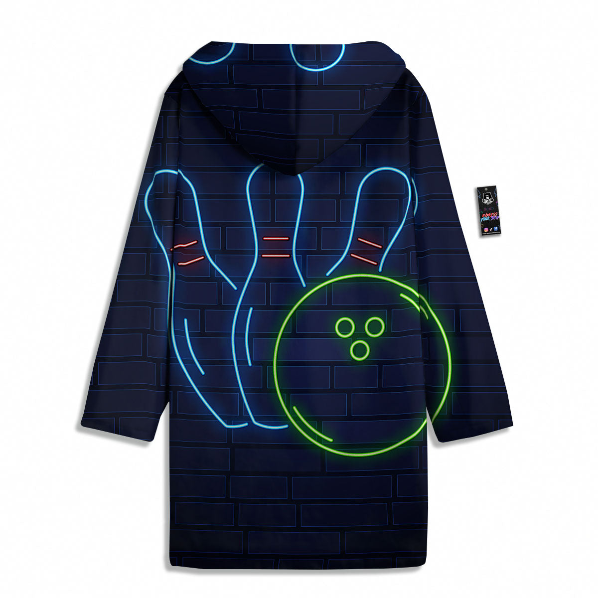Light Up Bowling Pins Print Men's Windbreaker Jacket-grizzshop
