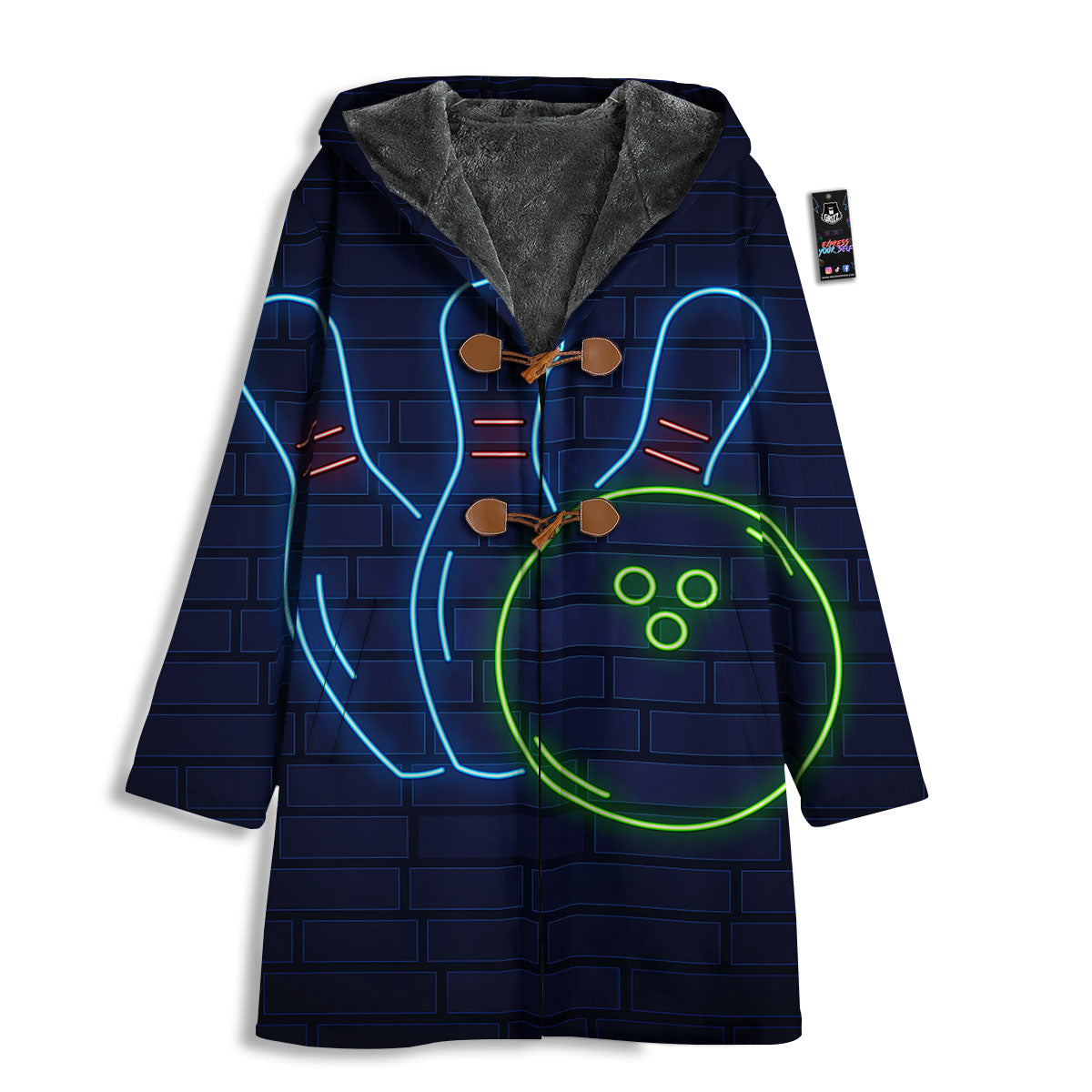 Light Up Bowling Pins Print Men's Windbreaker Jacket-grizzshop