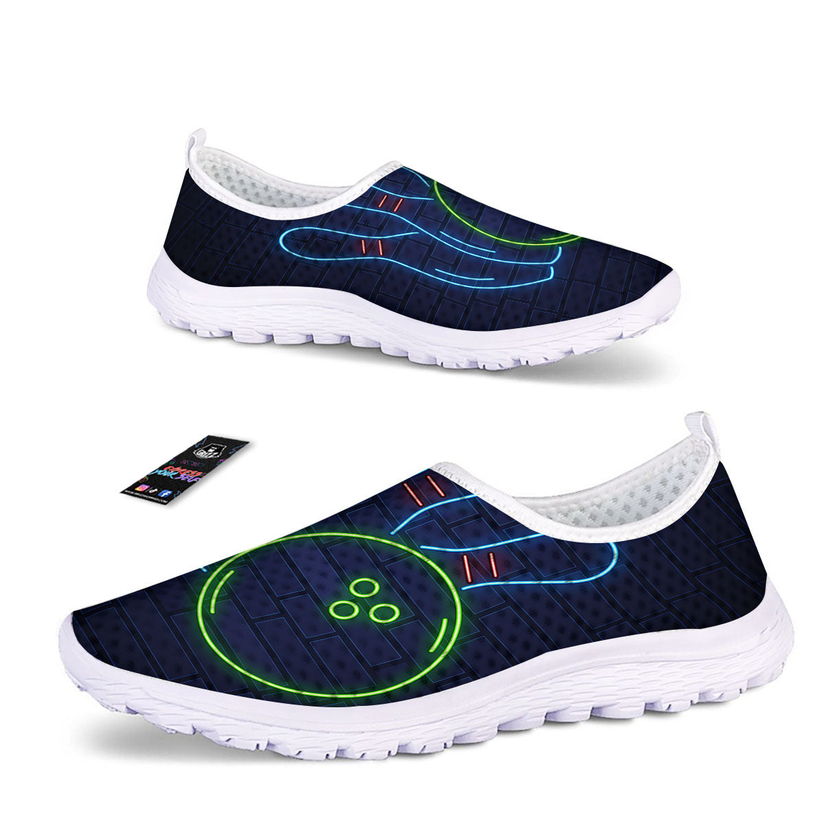 Light Up Bowling Pins Print Nurse Shoes-grizzshop