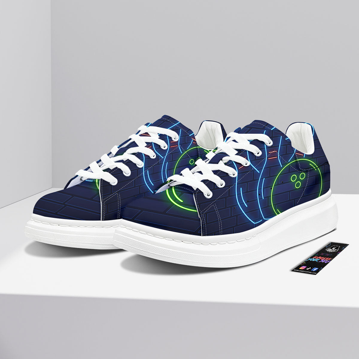 Light Up Bowling Pins Print Platform Shoes-grizzshop