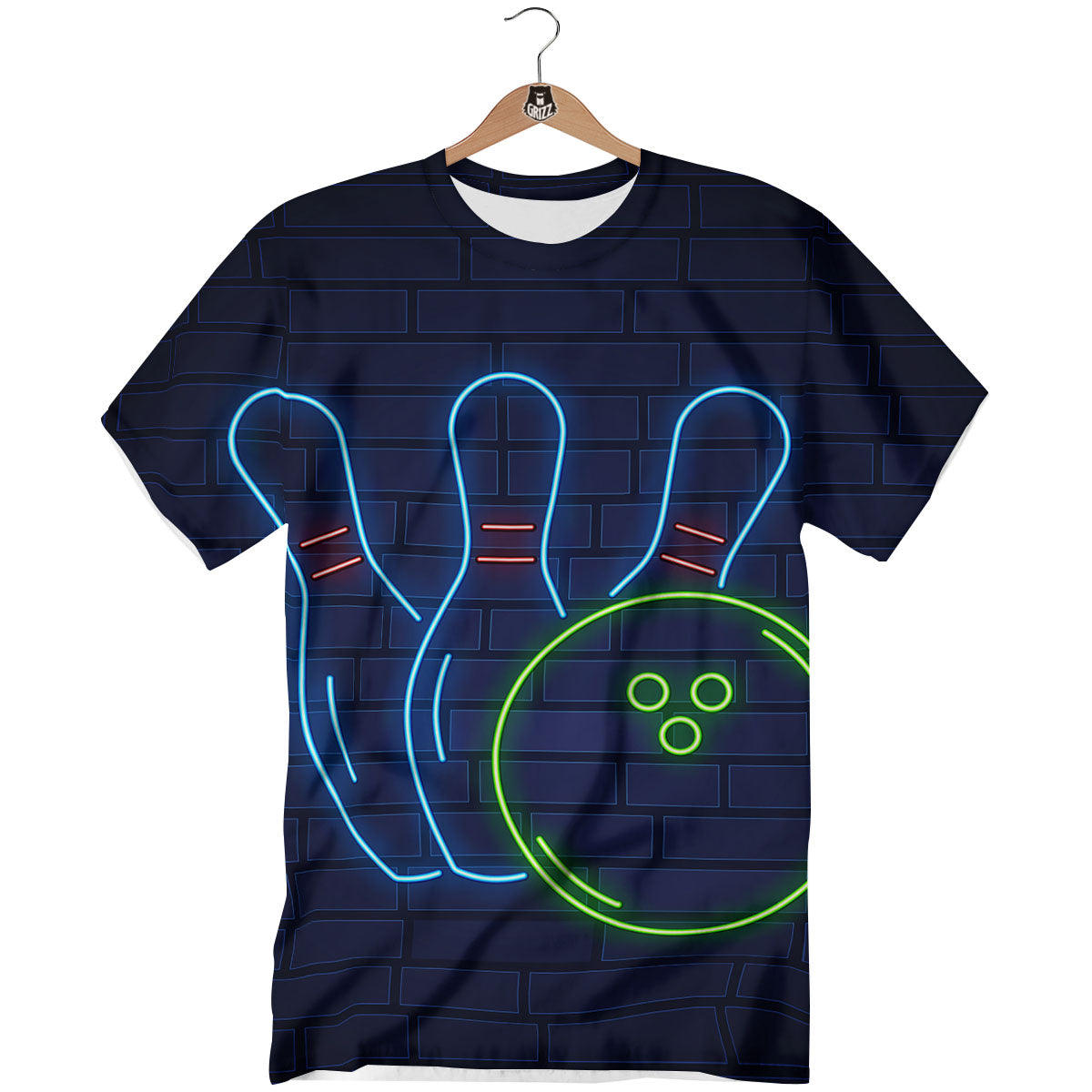 Light Up Bowling Pins Print T-Shirt-grizzshop