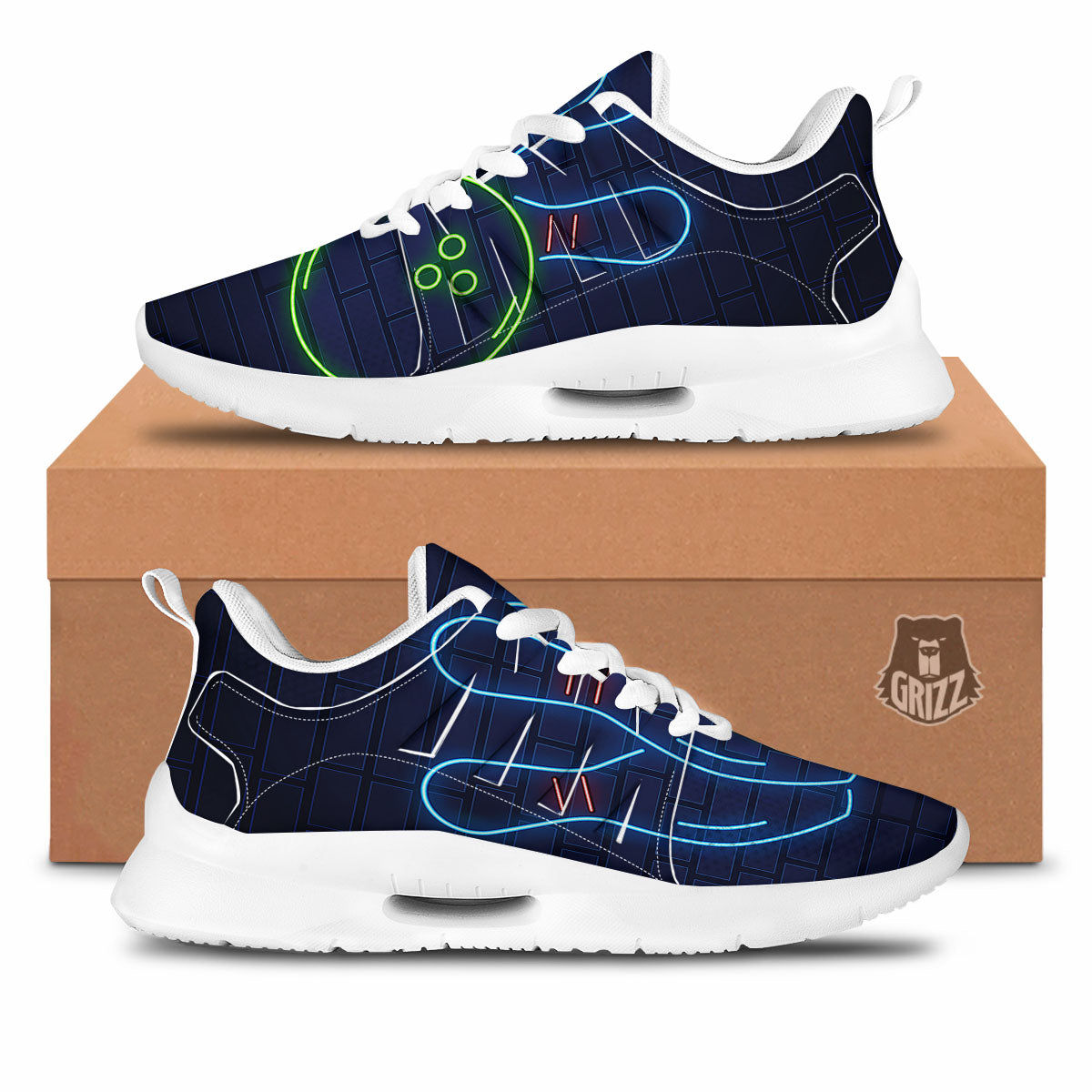 Light Up Bowling Pins Print Tennis Shoes-grizzshop