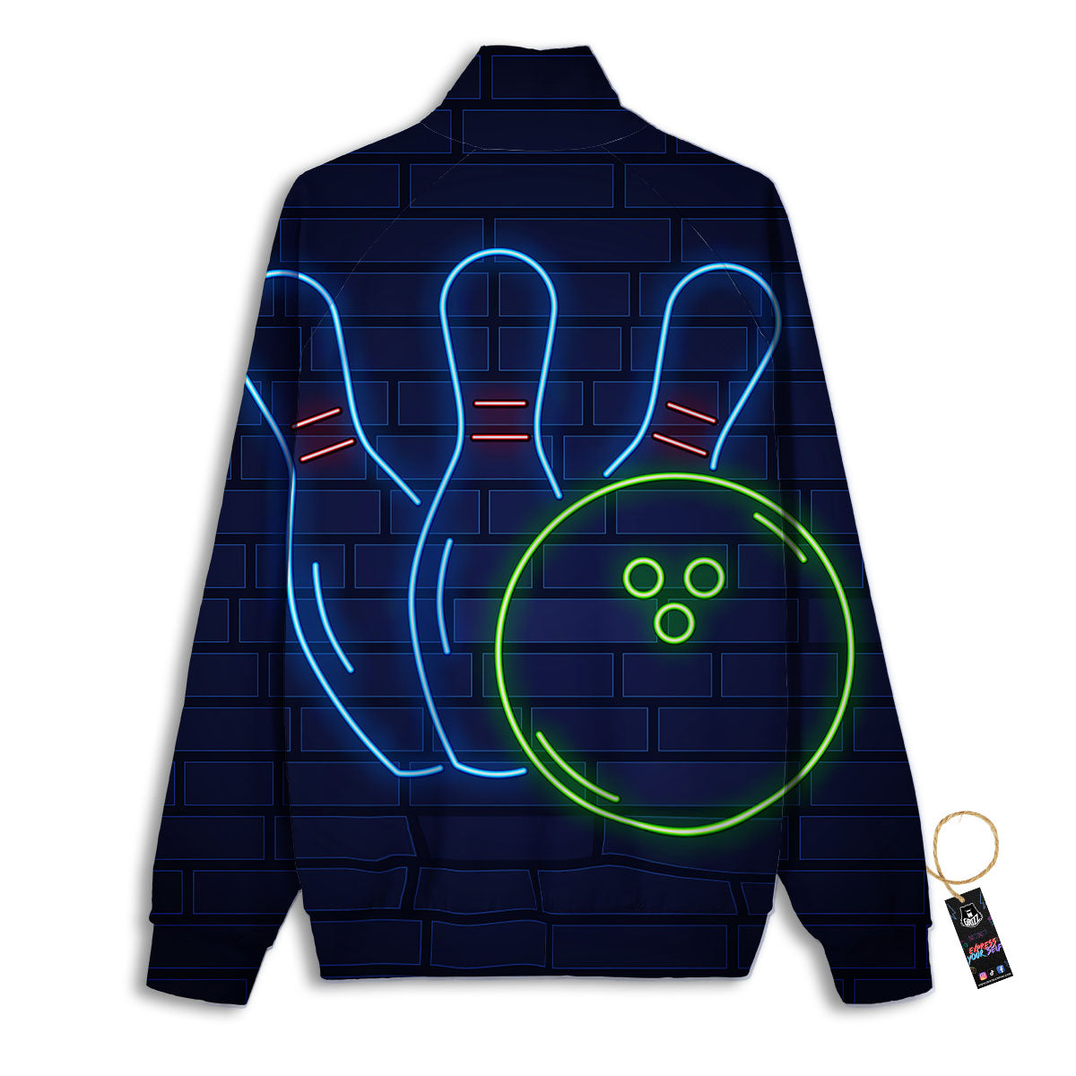 Light Up Bowling Pins Print Track Jacket-grizzshop