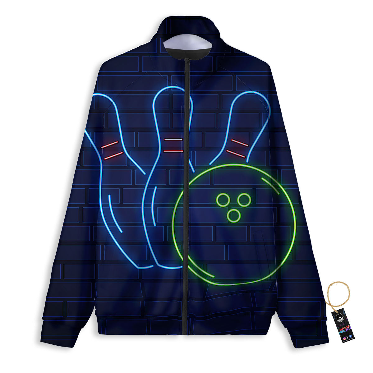 Light Up Bowling Pins Print Track Jacket-grizzshop