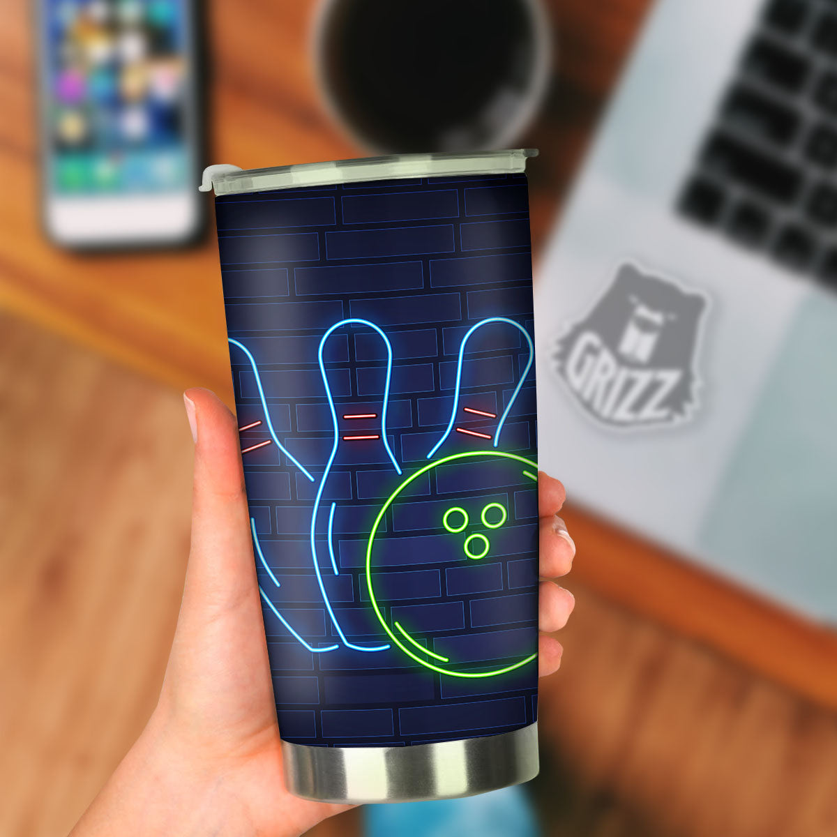 Light Up Bowling Pins Print Tumbler-grizzshop